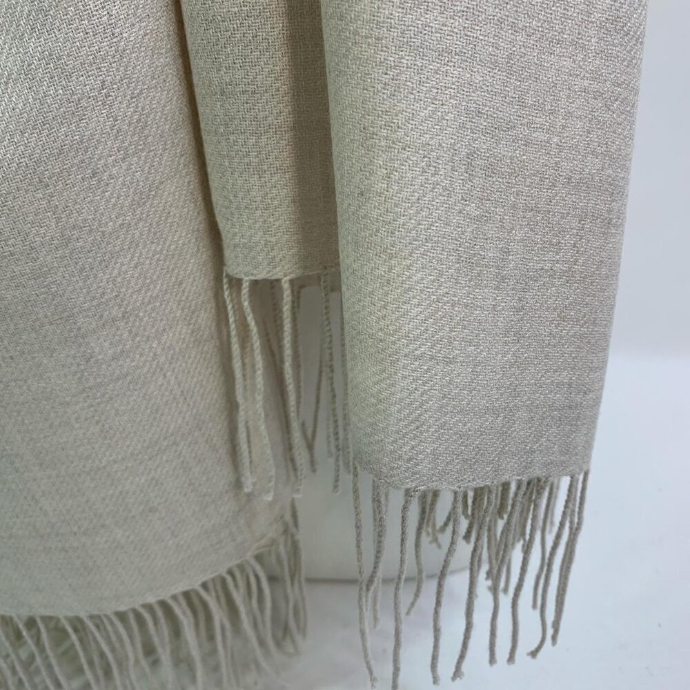 Nordstrom Wool-Cashmere Scarf – Neutral Cozy Fringe Wrap 78x29 - Picture 4 of 4